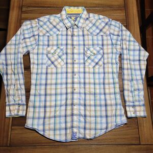Twenty X Pearl Snap LS Western Shirt White & Lt. Blue - Size XL